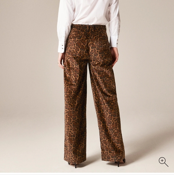 J Crew Washed velvet wide-leg trouser in jaguar print CQ057 Size 00 NWT - Picture 4 of 9